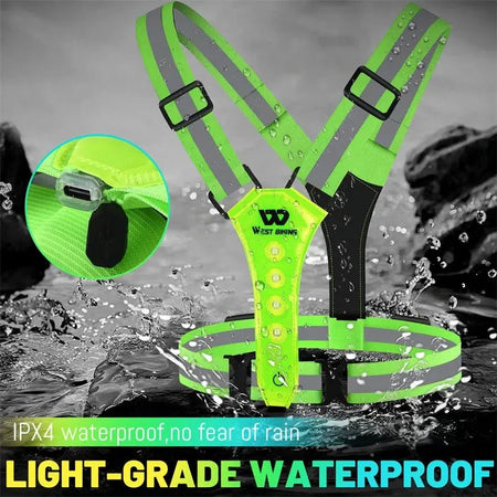 WEST BIKING Cycling Reflective USB Rechargeable LED Safety Vest - AXSSIBLZ