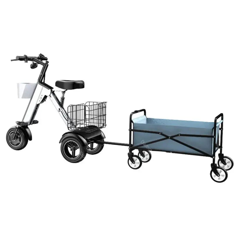 3S Electric Folding Tricycle With Removable Basket, Camping Trailer - AXSSIBLZ