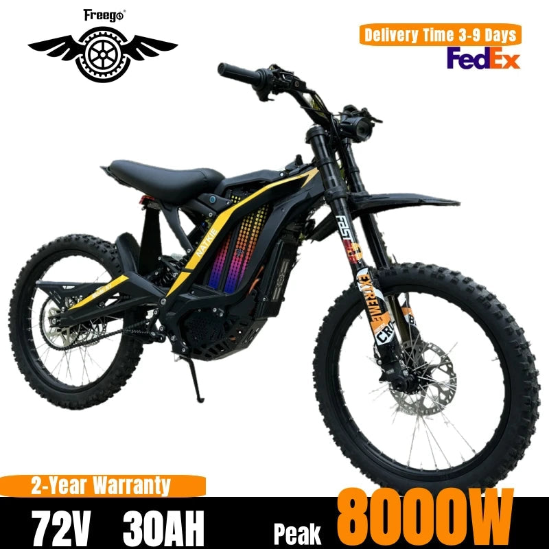 Freego Ebike 8000W 72V 30AH N1 Electric Motorcycle 19Inch MTB Tires Electric Dirt Bike with LCD Display AXSSIBLZ
