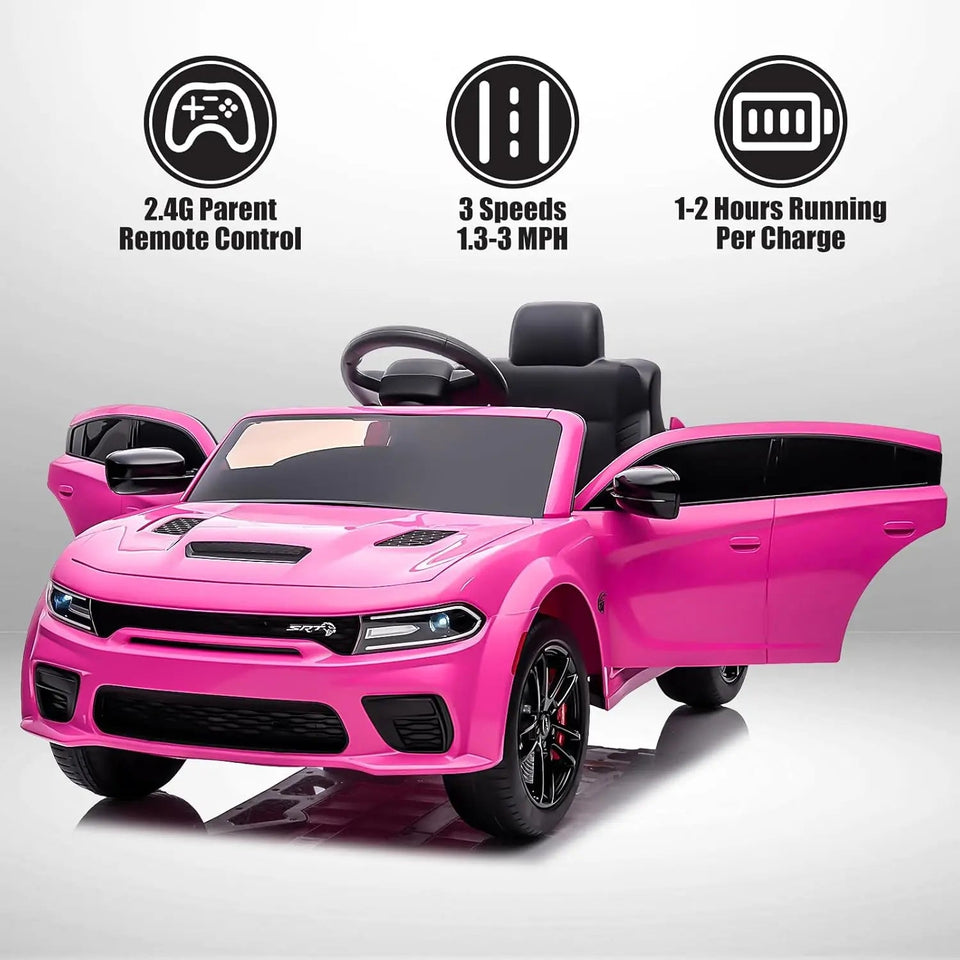 12V Licensed Dodge Charger SRT Hellcat Kids Electric Ride On Car,Battery Powered 4-Wheels Ride on Toy,with Parental Remote Contr AXSSIBLZ