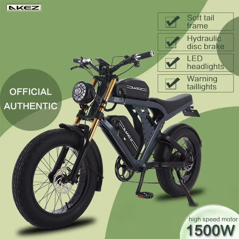 US Stock 1500w 48V Fat Tire Electric Bike Motorcycle Adults Off Road With Removable Dual Battery Mountain All-Terrain Bikes AXSSIBLZ