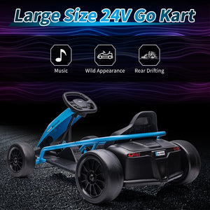 24V Go Kart for Kids, 300W*2 Extra Powerful Motors, 9Ah Large Battery 8MPH High Speed Drifting,Ride On Toy AXSSIBLZ
