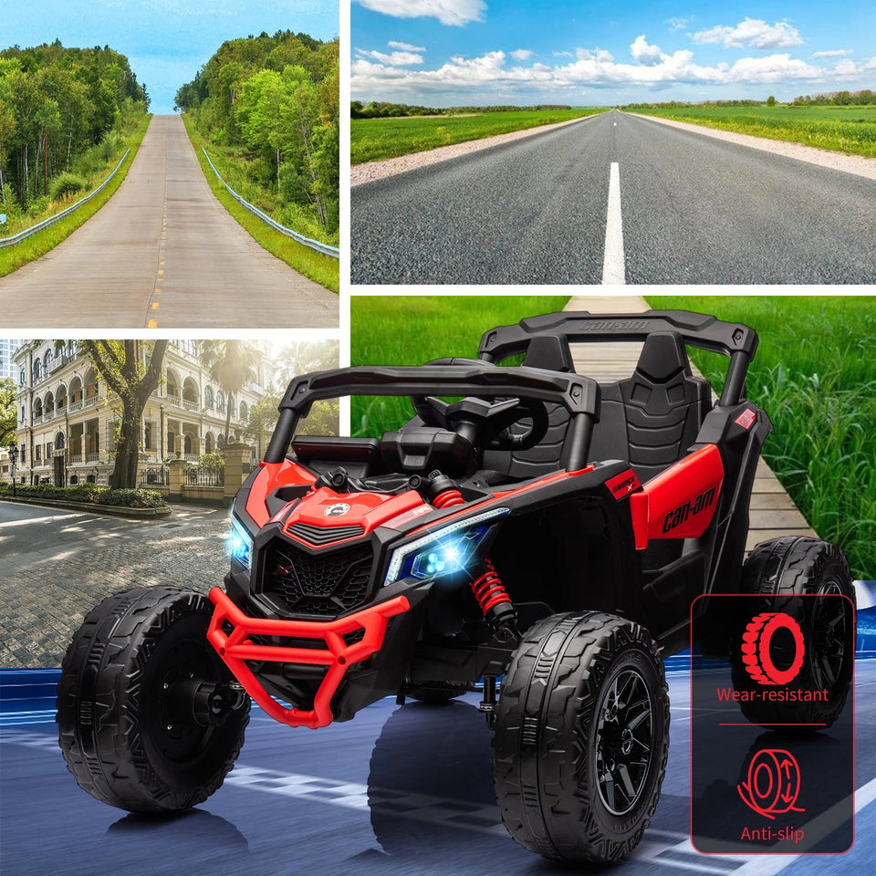Kids UTV, Electric Ride on UTV Car, Licensed Can-Am Electric Off-Road Car, Ride On Truck Car w/Remote Control, Large Seat AXSSIBLZ