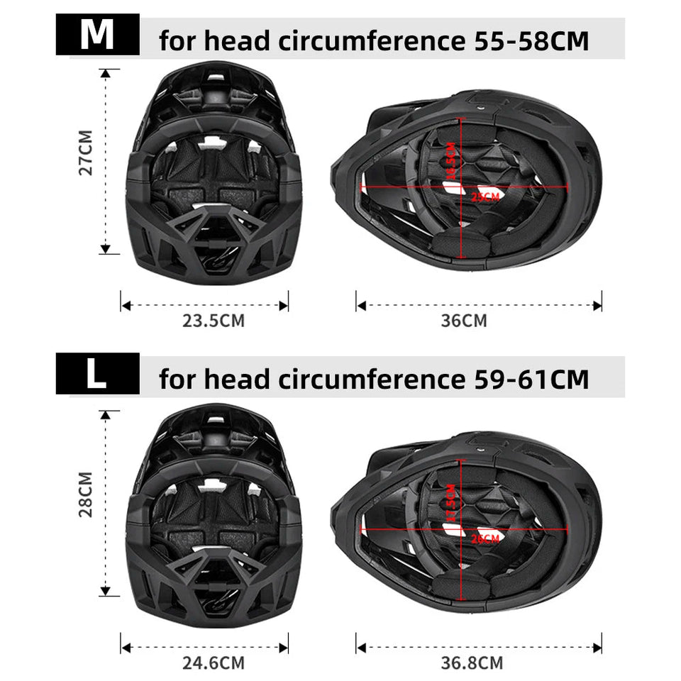 Full Face Mountain Bike Helmet Adult Racing Downhill MTB Helmet Equipped with EPP Chin Support for Adults Mountain Bike Cyclist AXSSIBLZ