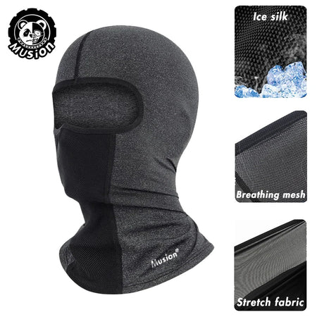 Musion Cycling Helmet Balaclava with Glasses Hole Motorcycle Full Face Mask Sun Protection Ice Silk Biker Headgear Breathable fo AXSSIBLZ