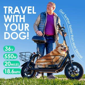 Gyroor Electric Scooter with Basket for Pet, 3 Riding Modes Foldable Electric Scooter for Adults - up to 20 Miles 18.6MPH AXSSIBLZ