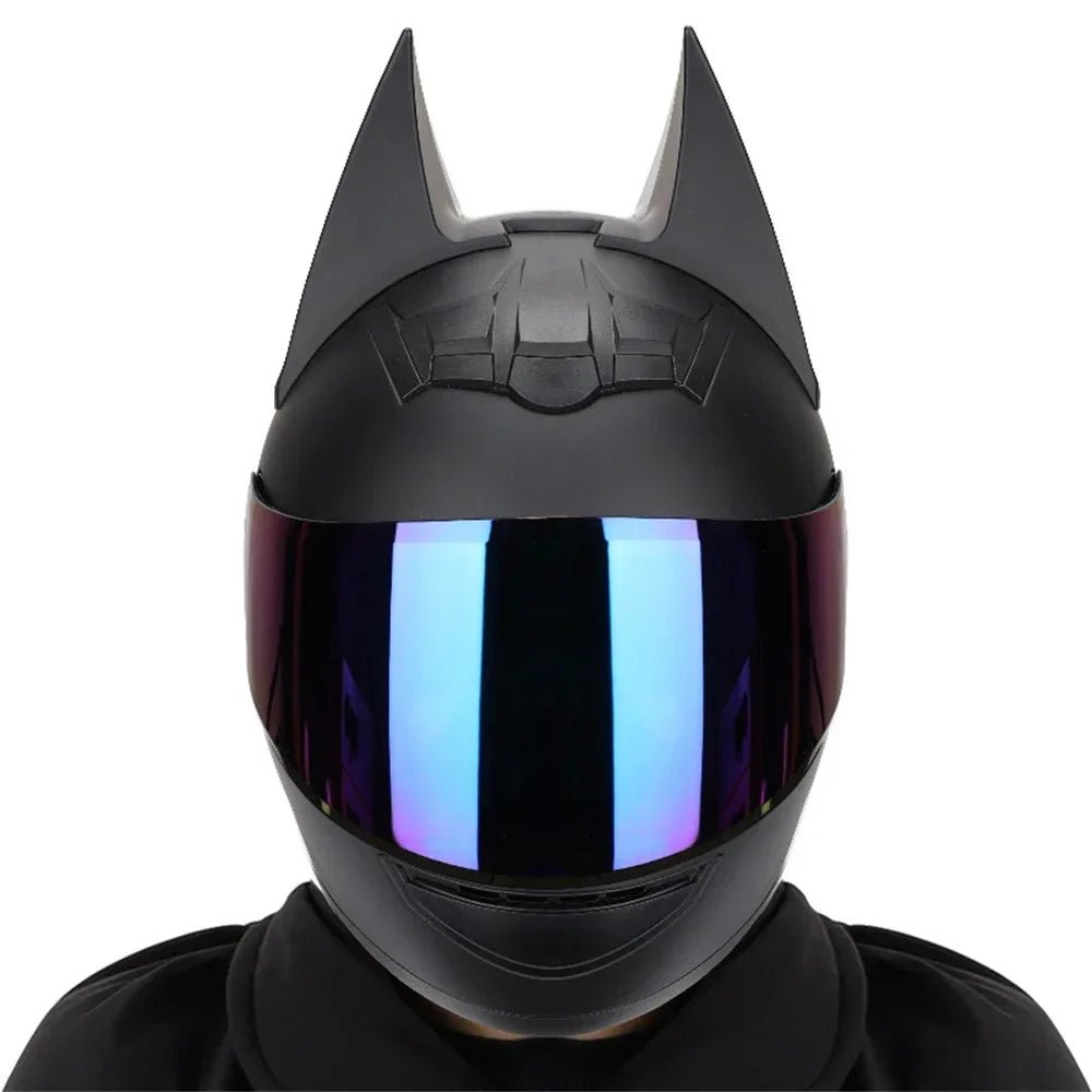 Motorcycle Helmet Full Face Bat Ears For Man Detachable Horns Summer Breathable Motorcross Racing MotorBike Safety Moto Helmets AXSSIBLZ