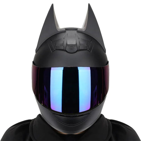 Motorcycle Helmet Full Face Bat Ears For Man Detachable Horns Summer Breathable Motorcross Racing MotorBike Safety Moto Helmets AXSSIBLZ