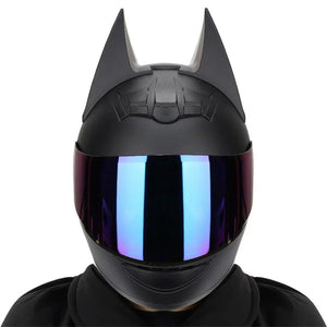 Motorcycle Helmet Full Face Bat Ears For Man Detachable Horns Summer Breathable Motorcross Racing MotorBike Safety Moto Helmets AXSSIBLZ