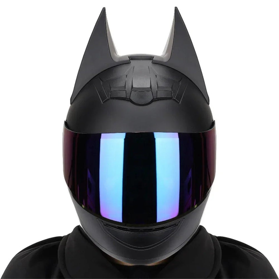 Motorcycle Helmet Full Face Bat Ears For Man Detachable Horns Summer Breathable Motorcross Racing MotorBike Safety Moto Helmets AXSSIBLZ