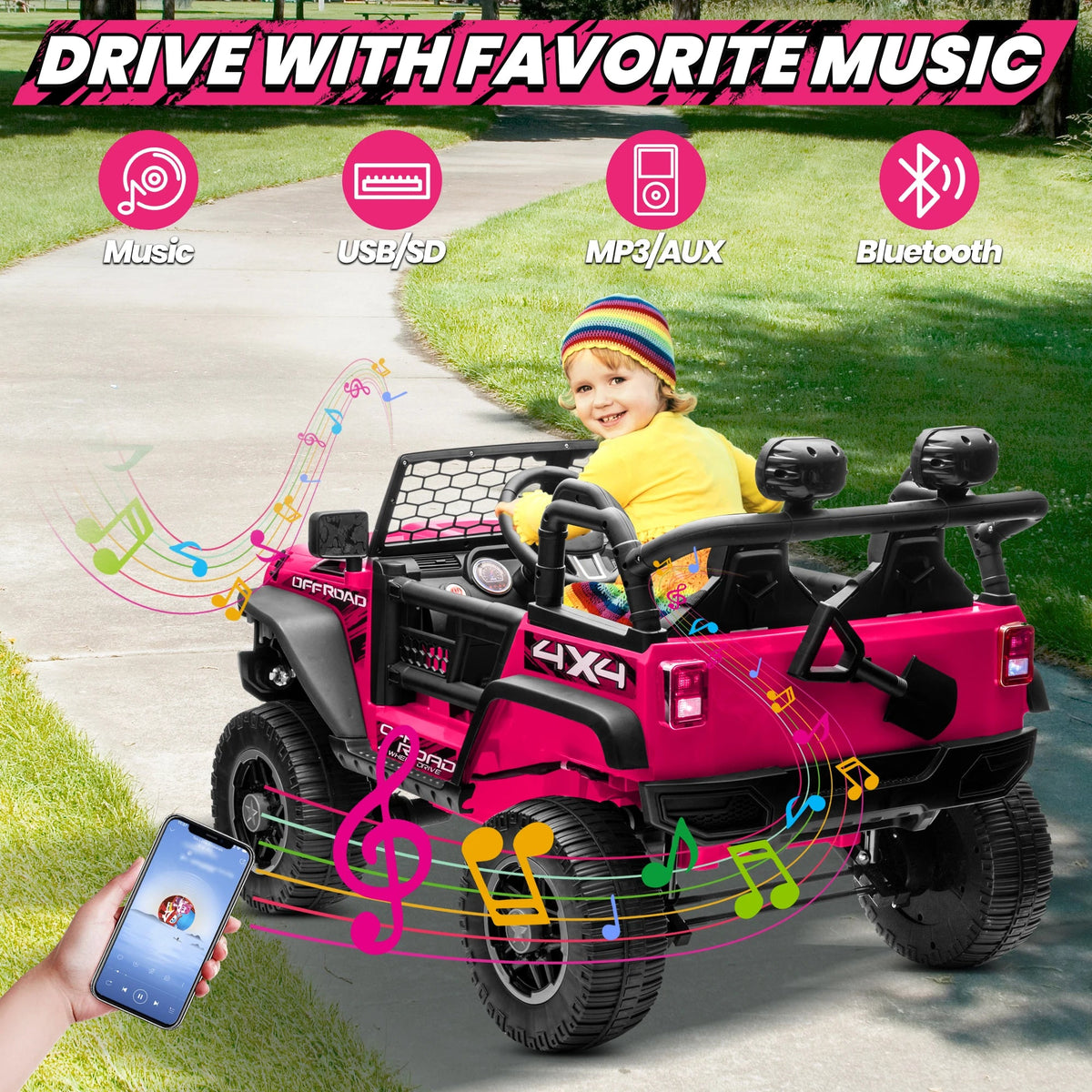 24V Ride on Car Truck with Remote Control & 2 Seater, 4WD/2WD Switchable 400W Powered Ride on Toys with Shovel Spring Suspension AXSSIBLZ