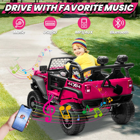 24V Ride on Car Truck with Remote Control & 2 Seater, 4WD/2WD Switchable 400W Powered Ride on Toys with Shovel Spring Suspension AXSSIBLZ