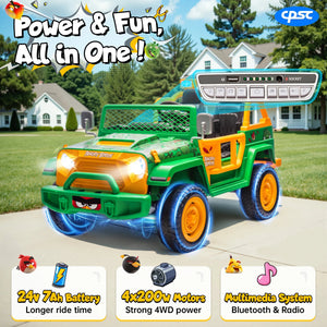 Funappy Birthday on Wheels Kids Electric Ride-On Car – 4WD Off-Road, Dual Seats, Remote Control, Bluetooth, for Ages 3-8 AXSSIBLZ