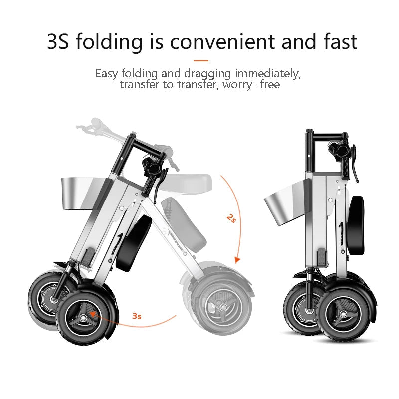 WILLJERDY Folding Electric Tricycle Mini Portable Adults Electric Scooter Small Elderly Mobility Electric Folding Bike AXSSIBLZ