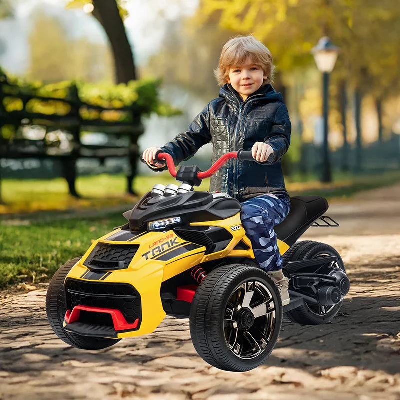 12V Kids ATV Ride On Toy Three-Wheel Electric Vehicle for 3-8y Kids Gifts Battery Powered Car Toys with Lights,Music AXSSIBLZ