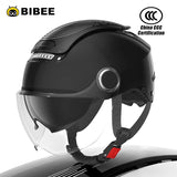 BIBEE Electric Motorcycle Helmet Summer Breathable Electric Bike Open Face Helmet Men Women Dual Lenses Jet Scooter Half Helmets AXSSIBLZ