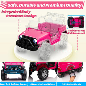 24V 4WD Ride on Car Power 4 Wheels w/Gift Flower, Remote Control, 2 Seater, 4X200W Motor, 3 Speeds, Pop Music, Spring Suspension AXSSIBLZ