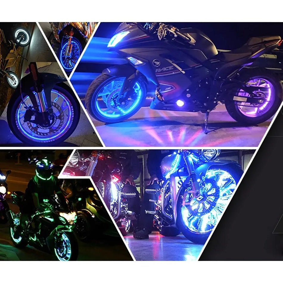 Motorcycle wheel Hub LED DC12V 6W Wireless Power Wheel Refit Supply Locomotive Moto Electric Colored Lights Hot Wheels Lamp AXSSIBLZ