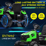 3 in 1 Ride on Tractor, Excavator & Bulldozer, 24V Electric Vehicle w/Trailer, Shovel Bucket, Digger, Remote Control, EVA Tires AXSSIBLZ
