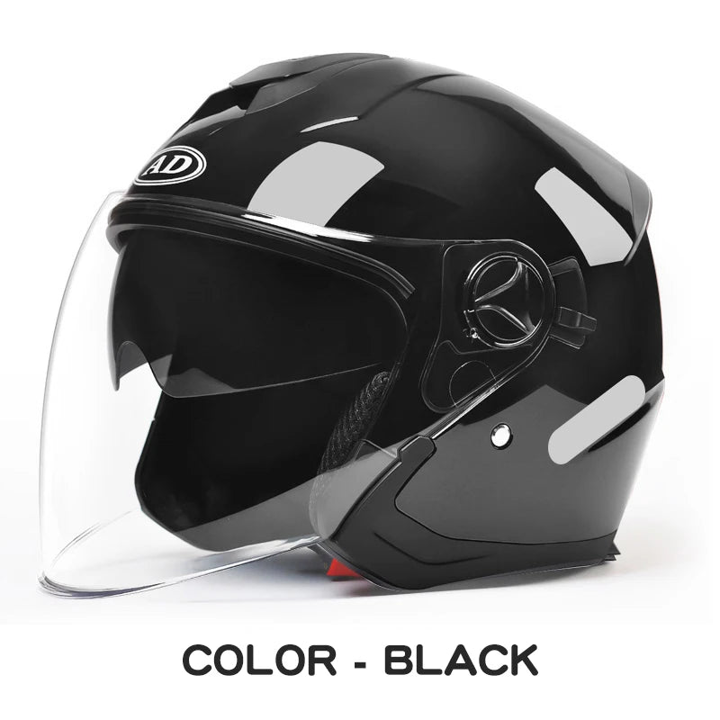 Motorcycle helmet half face double lens four seasons men's and women's motorcycle half 3/4 open face helmet  AXSSIBLZ