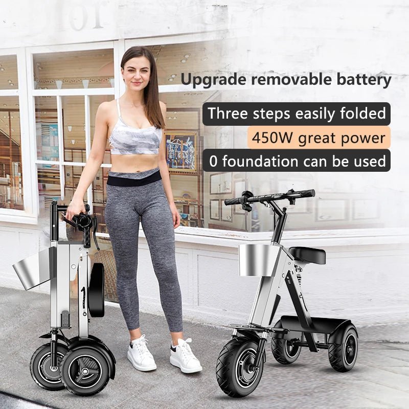 WILLJERDY Folding Electric Tricycle Mini Portable Adults Electric Scooter Small Elderly Mobility Electric Folding Bike AXSSIBLZ