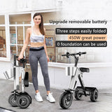 WILLJERDY Folding Electric Tricycle Mini Portable Adults Electric Scooter Small Elderly Mobility Electric Folding Bike AXSSIBLZ