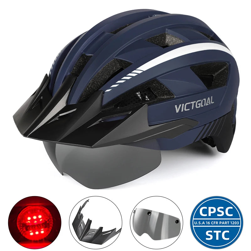 VictoSafe MTB Helmet – Complete Protection with LED, Visor & Goggles for Cyclists AXSSIBLZ