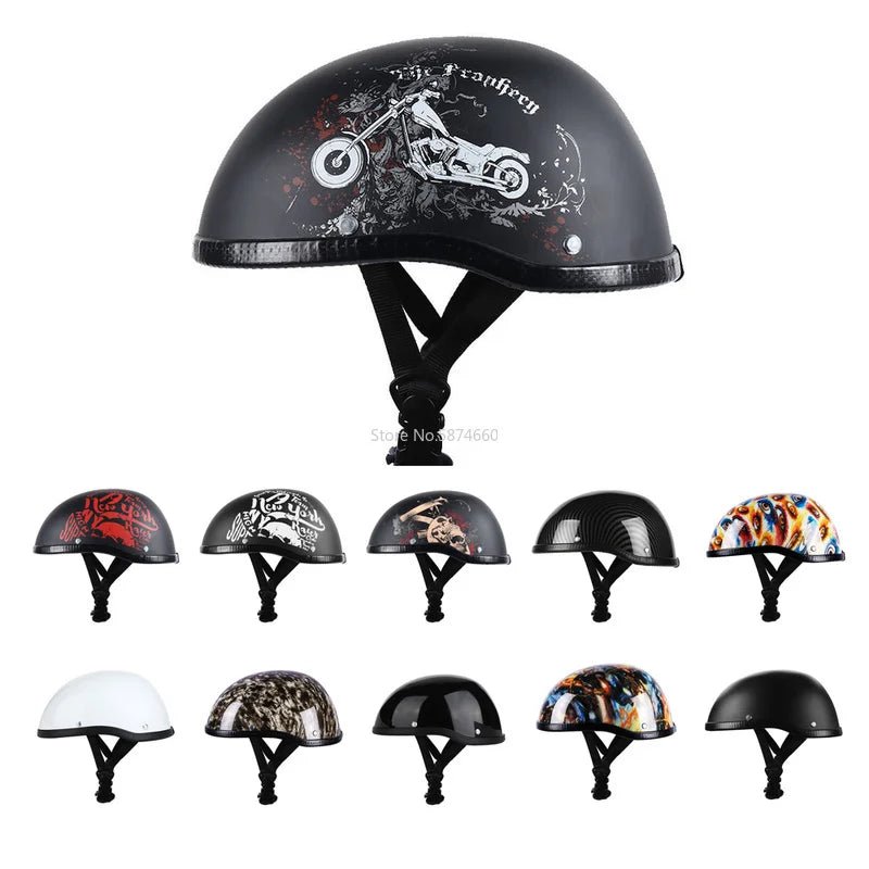 Adult Motorcycle Half Face Vintage Helmet Hat Cap Men/Women Motorcross Moto Racing Capacete World War II Helmets for Halle AXSSIBLZ