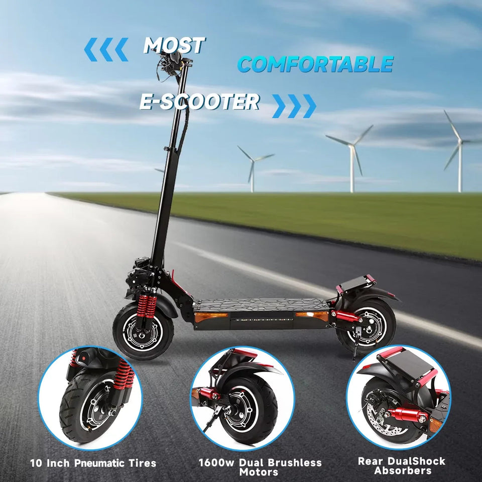 New X4 shipped from China warehouse 1600W dual motor 10-inch off-road electric scooter 48V 18AH foldable adult mobility scooter AXSSIBLZ