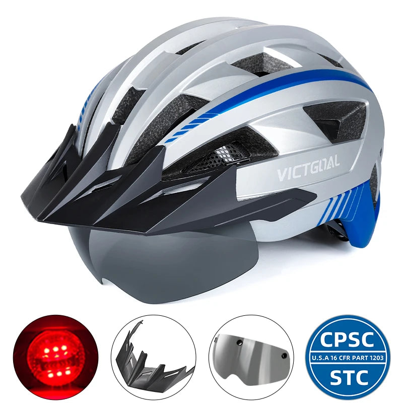 VictoSafe MTB Helmet – Complete Protection with LED, Visor & Goggles for Cyclists AXSSIBLZ