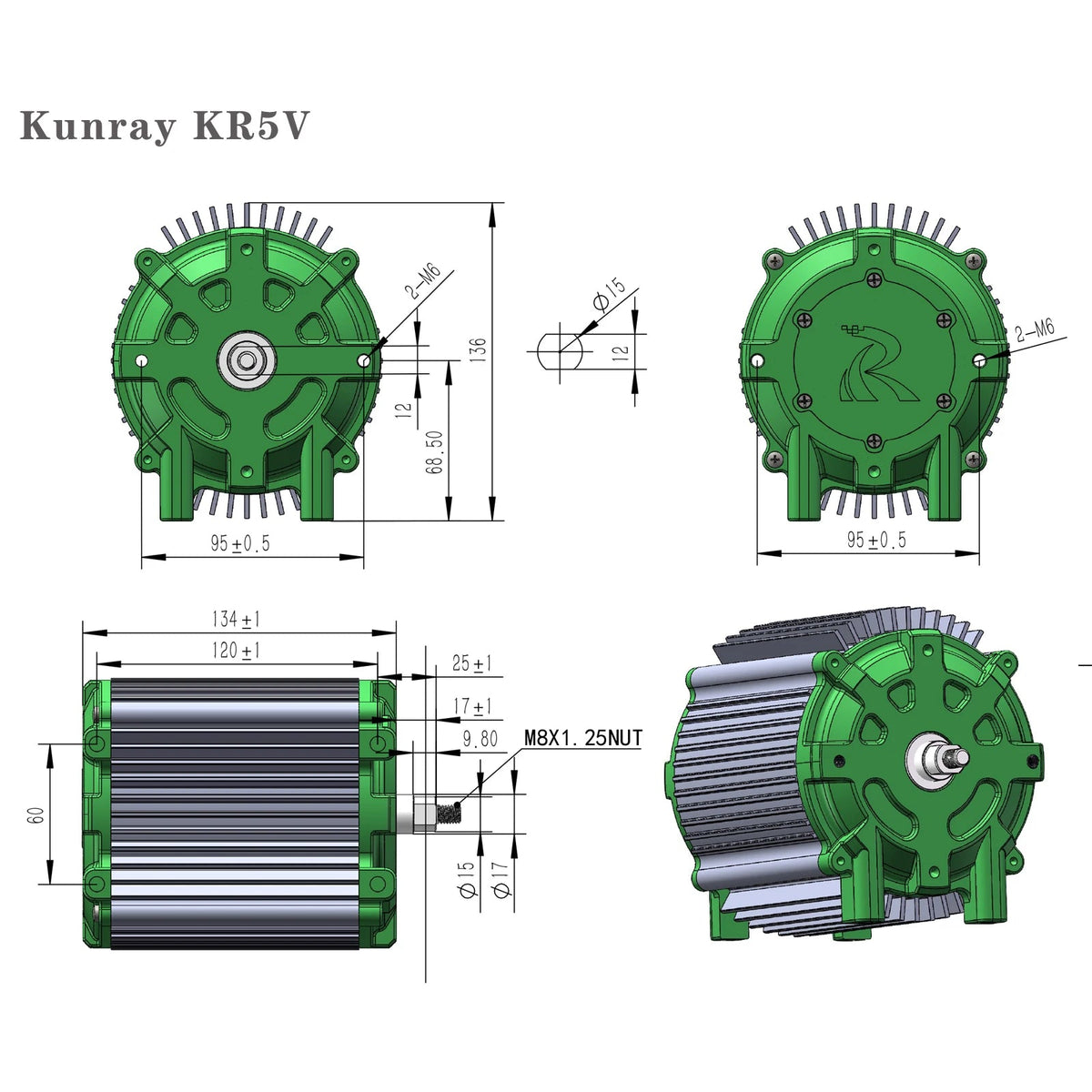 Kunray KR5V 5000W High-Performance 72V Brushless Motor Kit for Electric Motorcycles, Scooters, and Bicycles AXSSIBLZ