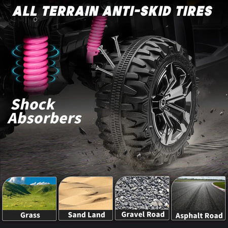 4x4 24V Kids Ride on ATV w/ Remote, 2 Seater Powerful 4-Wheeler Quad Electric Car, 800W Motor Ride on Toys w/ High/Low Speed AXSSIBLZ