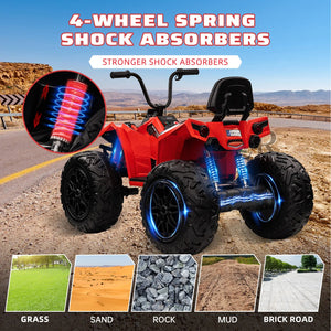 24V Kids ATV,Two Seater Ride on Car 4WD Quad Electric Vehicle,4x100W Powerful Engine with 7AHx2 Large Battery Accelerator Handle AXSSIBLZ