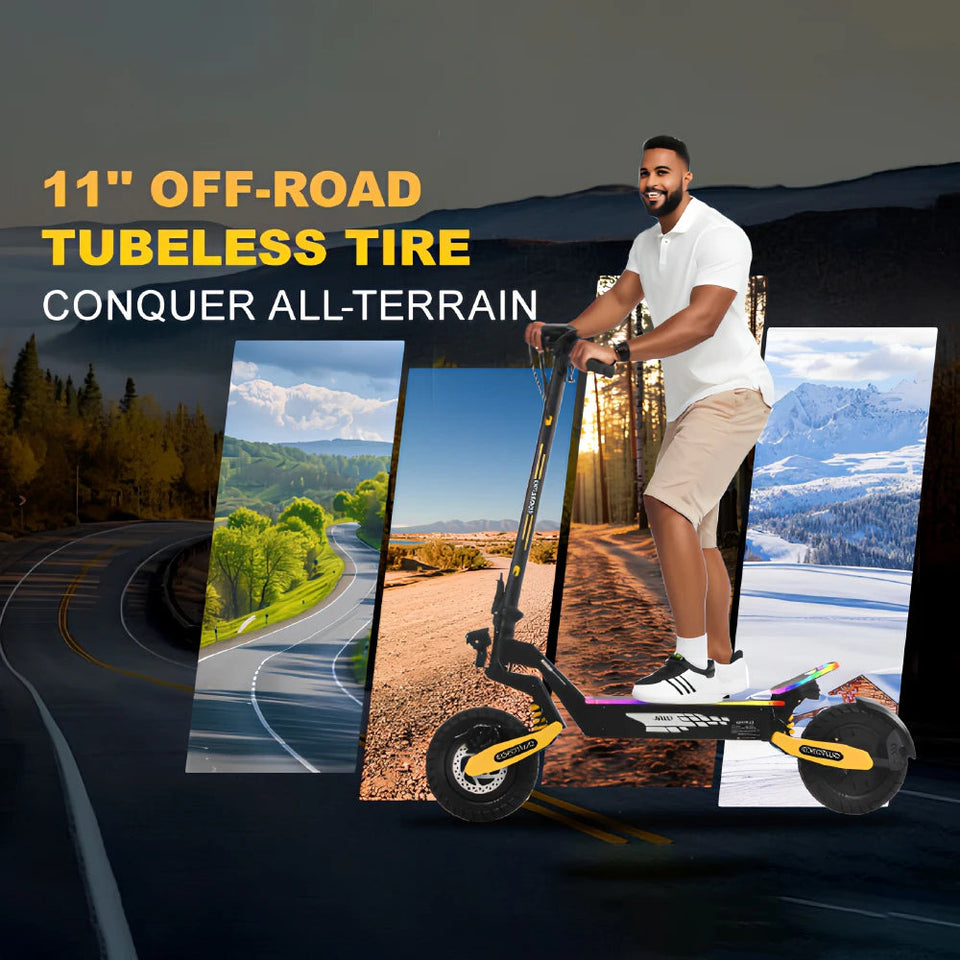 Electric Scooters 40mph 2400W Dual Motors 52V23AH Lithium Battery E Scooter Adult Hydraulic Brake 11'' Off-Road Tires Escooter AXSSIBLZ