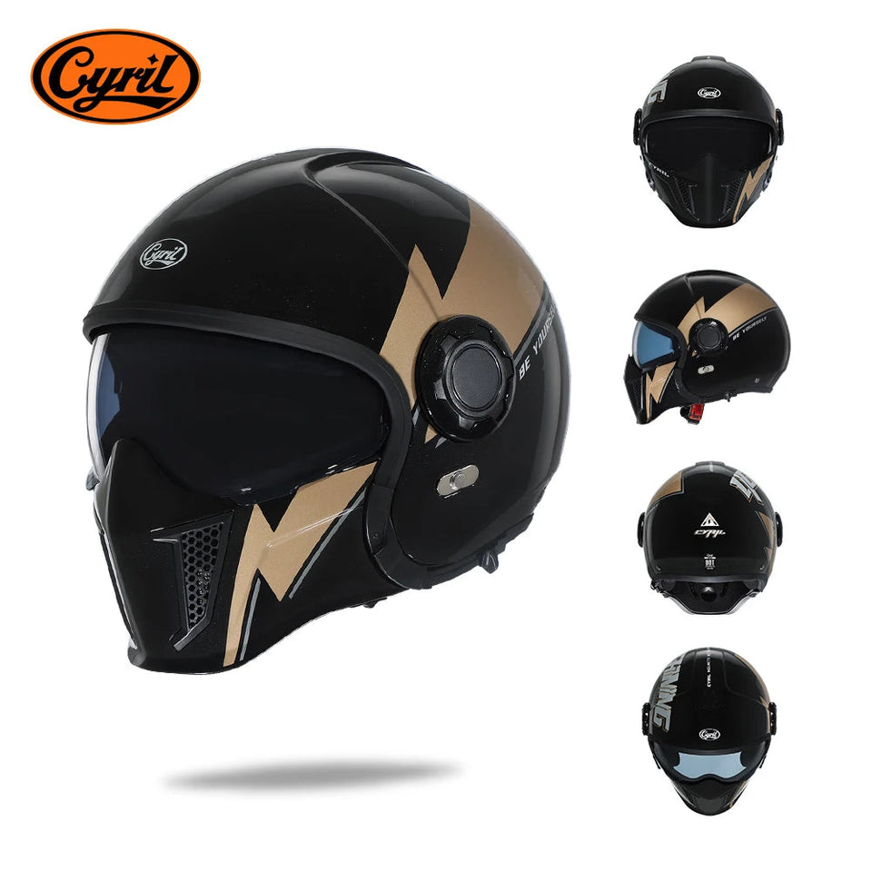 Motorcycle Helmet Full Face Open Face Helmet Modular Helmets Double Lens Quick Release Buckle Men Women CYRIL OP12A Cascos Moto AXSSIBLZ