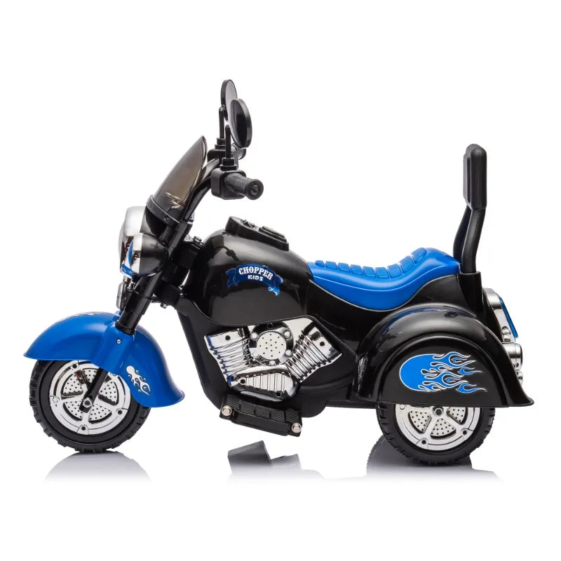 Kids Ride on Motorcycle Toy,3-Wheel Chopper Motorbike,Blue 6V Battery Powered Riding on Electric Harley Motorcycle. AXSSIBLZ