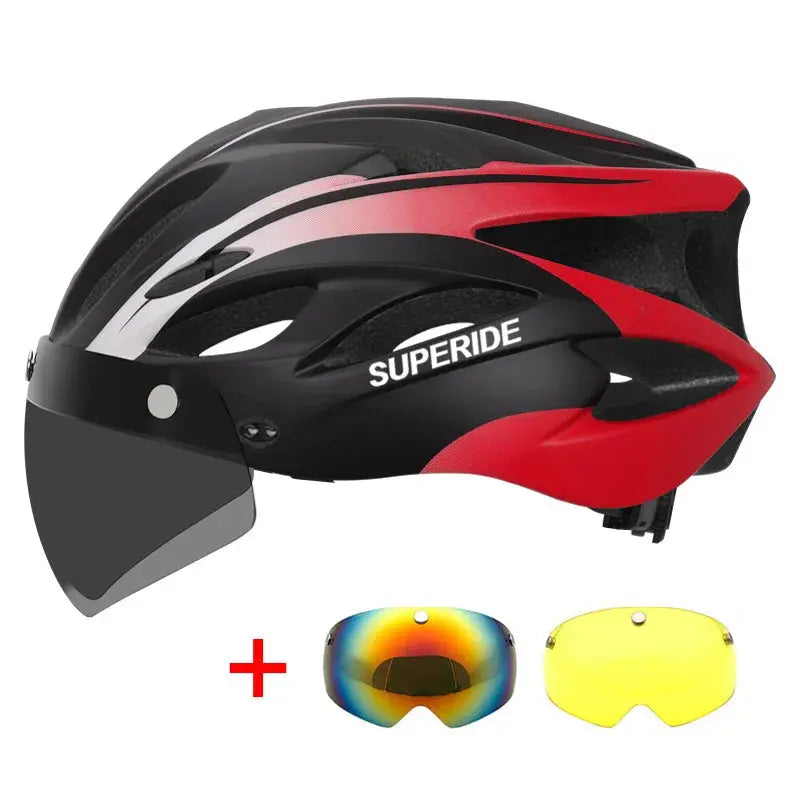 SUPERIDE Road Bike Helmet w/ Visor & Rearlight - AXSSIBLZ