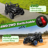 24V Ride on Truck Car w/Remote, XL 2 Seater Outdoor Toys 4WD/2WD Switchable, 4x200W Motor Power Four Wheels, Electric Car for Bi AXSSIBLZ