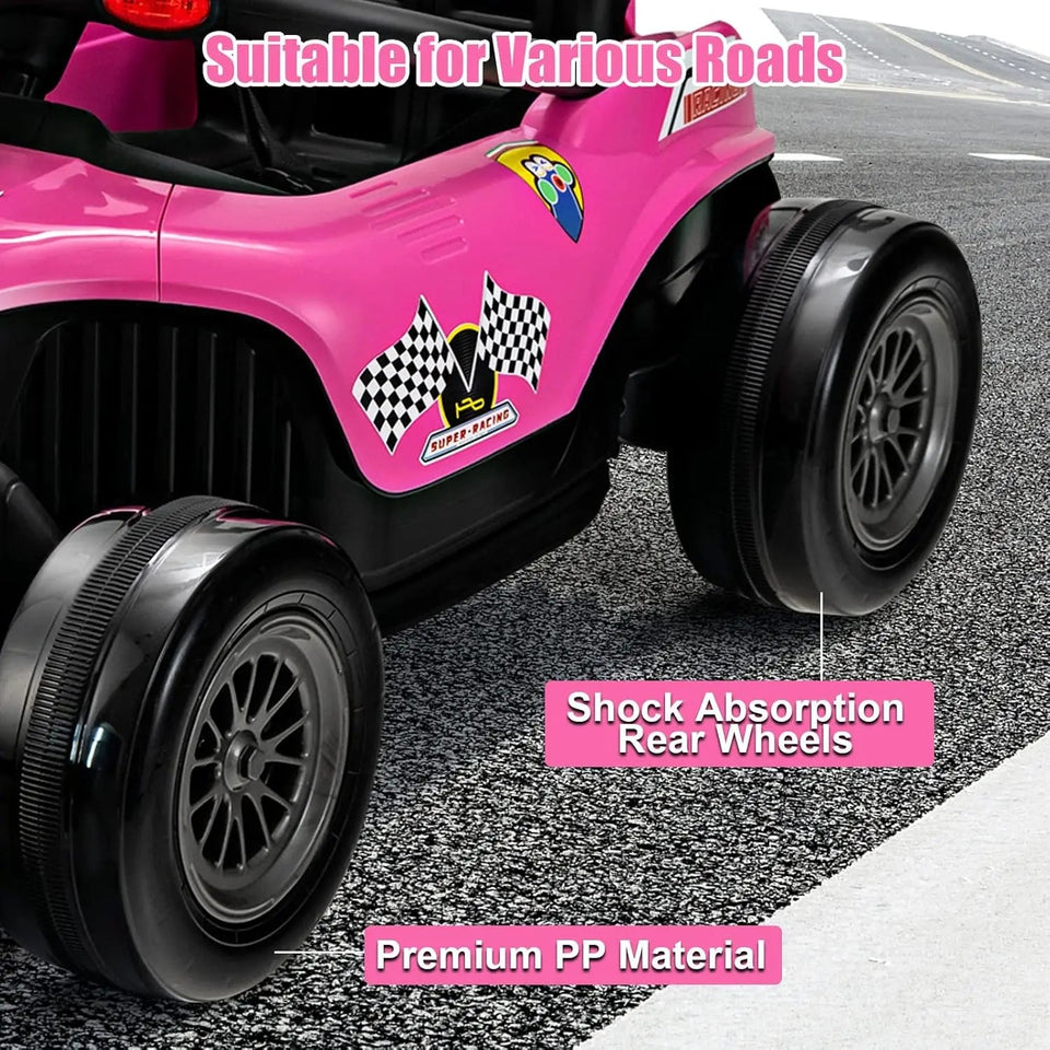 12V Ride On Car for Kids, F1 Racing Electric Vehicle for Toddlers with Remote Control, Battery Powered Motorized Toy with Music, AXSSIBLZ