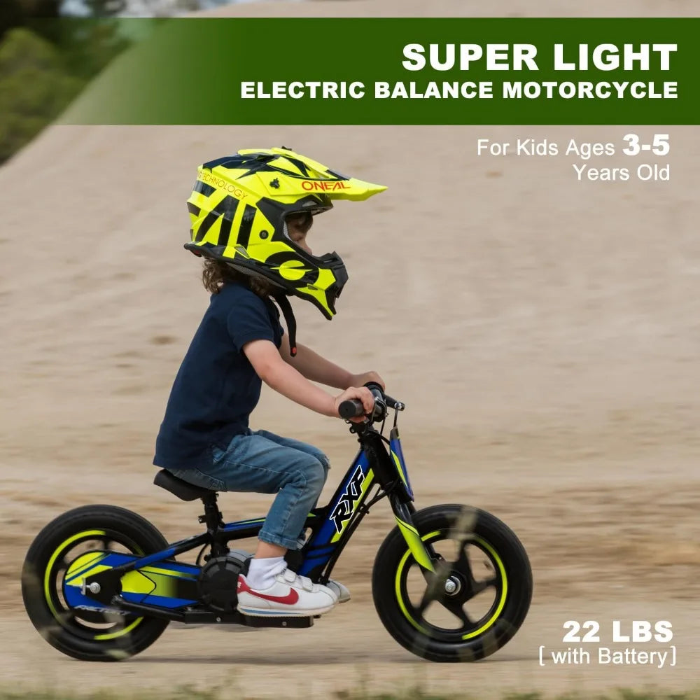 Adventure Mini 170/340W Electric Motorcycle – Kid's Off-Road Balance Bike, 10/12MPH, Perfect for Ages 3-12 AXSSIBLZ