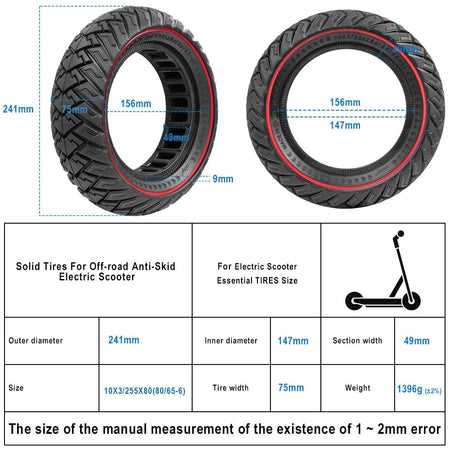 10*3/255*80(80/65-6)Off-road Tubeless Solid Tire Explosion-proof for KUGOO M4 Pro/VSETT10+/Zero 10X/Kaabo Electric Scooter Parts AXSSIBLZ