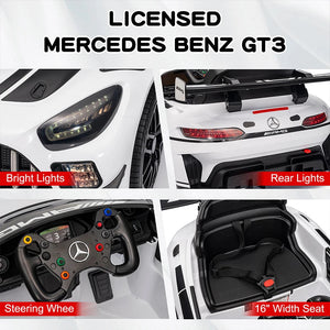 12V Licensed Mercedes-Benz GT3 Kids Ride on Car, Electric Vehicles for Kids Gifts,Ride on Toys with Remote Control, Music AXSSIBLZ