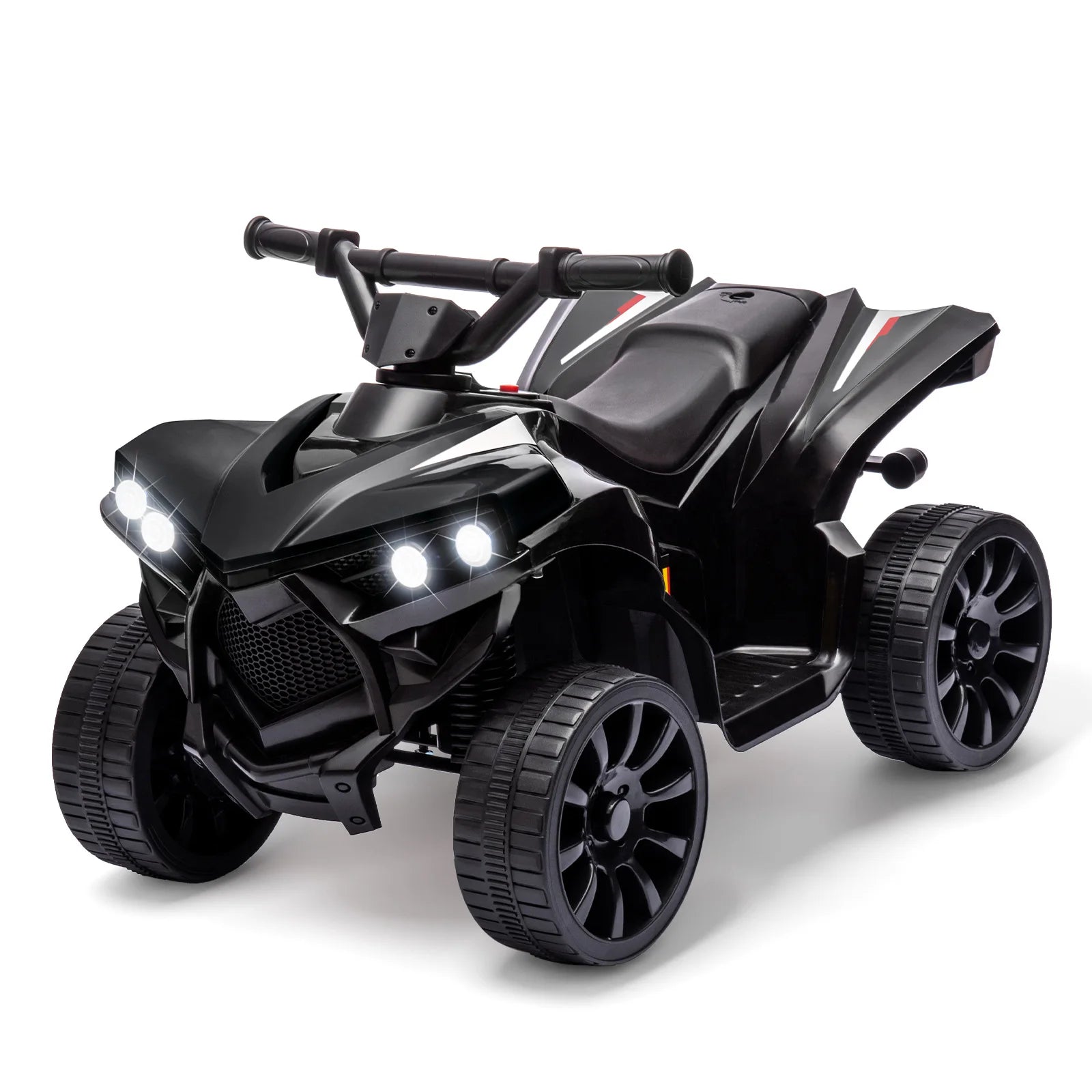 Kids 6V ATV, Ride on Quad Car Toy with LED Lights, Music, Foot Pedal Wear-Resistant Wheels, Battery Powered Electric Vehicle AXSSIBLZ