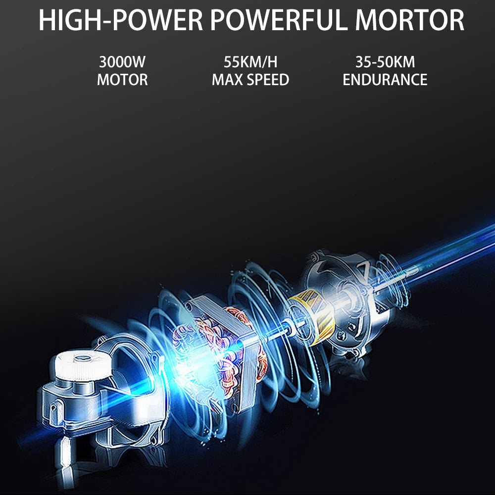 3000W Motor E Scooters Motorcycle Max Speed 45 KM/H 18 Inch Fat Tire  60V20AH Max Load 200KG Adult Electric 2 Wheel Scooter AXSSIBLZ