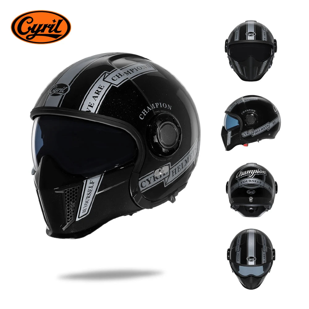 Motorcycle Helmet Full Face Open Face Helmet Modular Helmets Double Lens Quick Release Buckle Men Women CYRIL OP12A Cascos Moto AXSSIBLZ