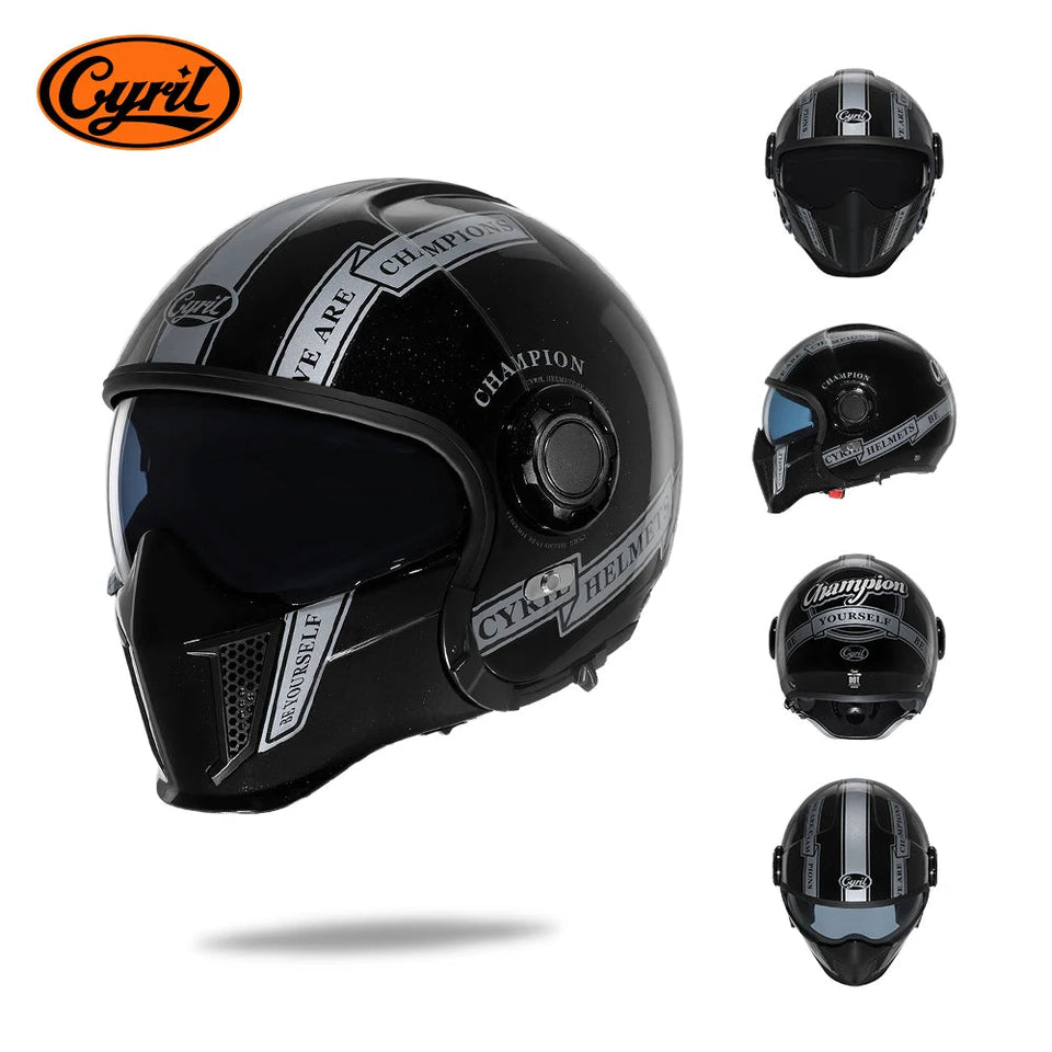 Motorcycle Helmet Full Face Open Face Helmet Modular Helmets Double Lens Quick Release Buckle Men Women CYRIL OP12A Cascos Moto AXSSIBLZ