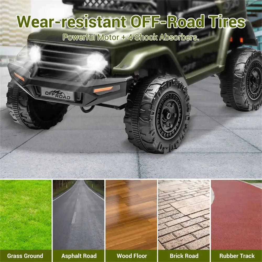 12V 3-8 Years Kids Ride On Car with 2 Seater Electric Vehicle Toy Truck w/Remote Control Rechargeable Christmas Gift AXSSIBLZ