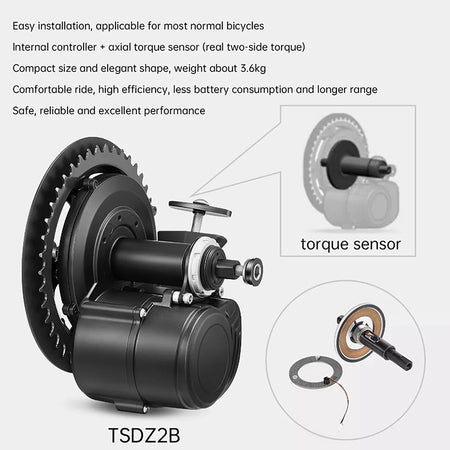 RideBoost 500W 48V Mid Drive Kit – TSDZ2B Dual Clutch E-Bike Conversion with Torque Sensing AXSSIBLZ