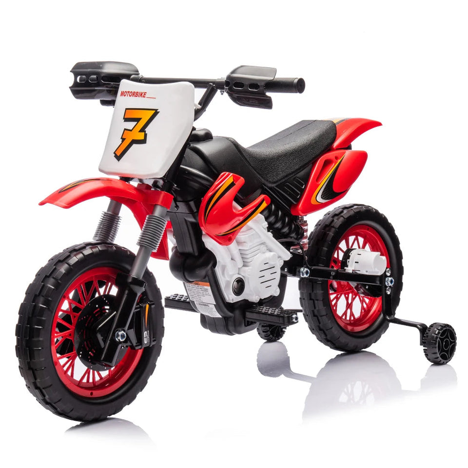 12V Kids Ride On Electric Toy Motorcycle,Rear suspensionTwist Grip Throttle,Slow Start,Removable training wheels,Indie music box AXSSIBLZ