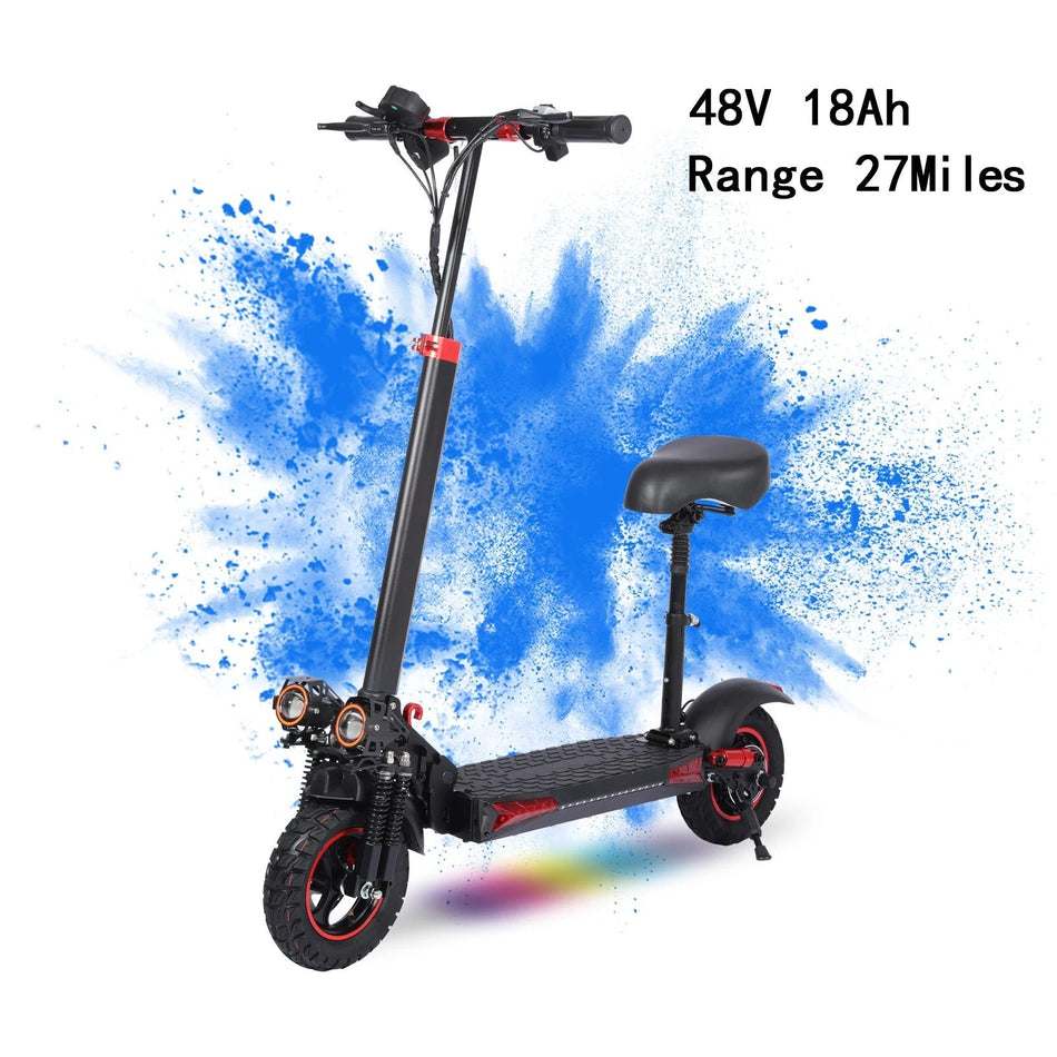 1200W Off-road Electric Scooter with Seat, 48V 21Ah Battery, Max speed 30Mph, Range 35Miles, Foldable Commuter E-scooter AXSSIBLZ